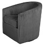 Dark Gray Corduroy Fabric 1pc Swivel Accent Chair U-Backrest Living Room Plush Cushion Chair Metal Base - 4 of 4