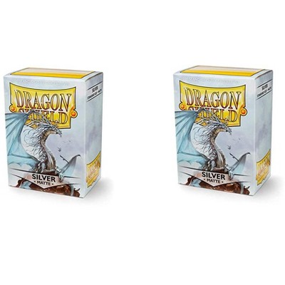 Dragon Shield 2 Packs Dragon Shield Matte Silver Standard Size 100 ct Card Sleeves Value Bundle!