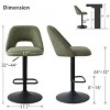 Swivel Bar Stools with Backs, 24"-32" Adjustable Height Bar Stools, Set of 2 Upholstered Fabric Seats with Black Base-Maison Boucle - 4 of 4