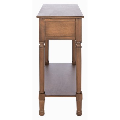 Landers Brown Pine 2-Drawer Console Table with Storage