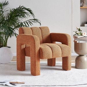 31.10" Boucle Upholstered Accent Chair, Modern Wood Frame Armchair - Maison Boucle - 1 of 4
