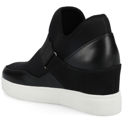 Женские кроссовки Journee Collection Journee Women's Damari High Top Stretch Wedge Sneaker, Black 10 — фото 6
