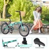 Gulches 20 Inch Folding Bike for Adults 6 Speed Shimano Steel Frame Dual V Brakes with Basket Phone Holder Fenders Green - 3 of 4