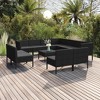 vidaXL Garden Lounge Set Patio Sectional Sofa Couch Outdoor Poly Rattan Black - 2 of 4