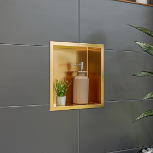 ALFI ABNP1212-BG 12Inch x 12Inch Brushed Gold PVD Stainless Steel Square Single Shelf Shower Niche - 1 of 4