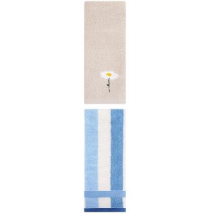 REGALWOVEN Chic Pattern Cotton Soft Absorbent Hand Towels for Bathroom 13" x 30"/13" x 29" 2 Pcs - 1 of 4