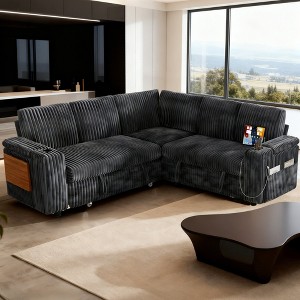 Dyonery Chenille Modular Sectional Couches for Living Room,Comfy Couch with Arm Storage Pull Out Sofa Bed with Cup Holder Tool-free Assembly - 1 of 4