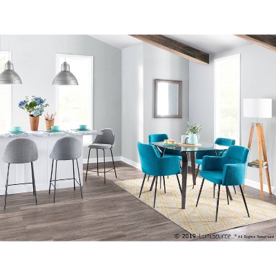 LumiSource Set of 2 Andrew Contemporary Dining/Accent Chair Teal