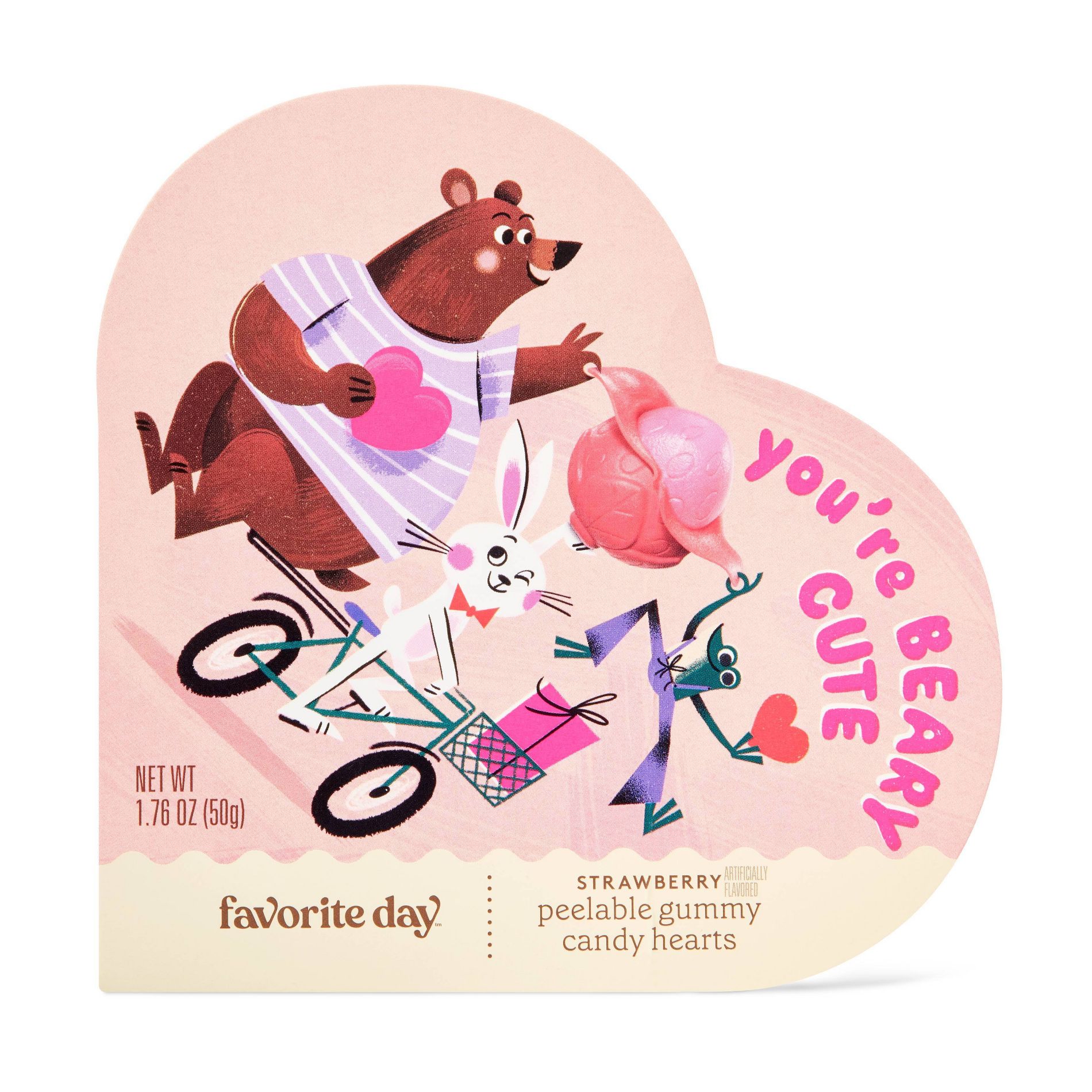 Valentine's Peelable Gummy Candy Hearts in Heart Shaped Box - 1.76oz - Favorite Day™