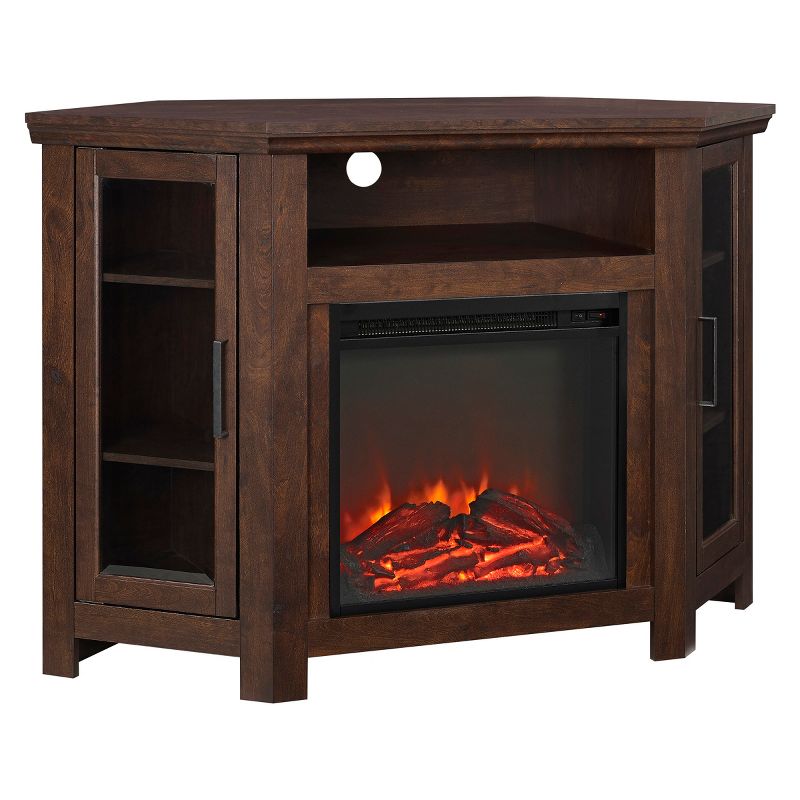 Glass Door Electric Fireplace Corner TV Stand for TVs up to 50" - Saracina Home, 3 of 10