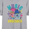 Women's - Trolls - Music Obsessed Poppy and Branch Oversized Graphic T-Shirt - 2 of 4