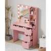 Makeup Vanity Desk with Mirror and Lights, 35"W Large Dressing Table with 4 Drawers & Open Storage, Modern Makeup Vanity Table for Bedroom - 4 of 4