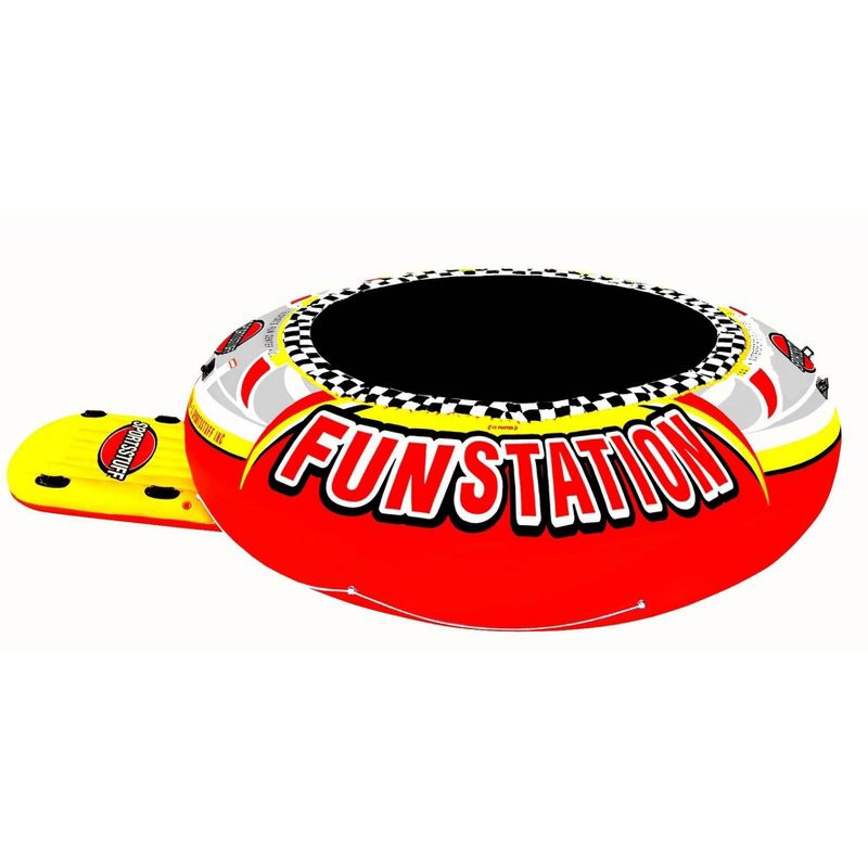 Sportsstuff 58-1015 Funstation 10' PVC Inflatable Water Trampoline Kids Jump Bouncer for Lake with Carrying Bag for Children Ages 6 and Up, 1 of 7