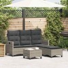 vidaXL 3 Piece Patio Sofa Set with Cushions L-shaped Couch Set Poly Rattan - Gray - 2 of 4