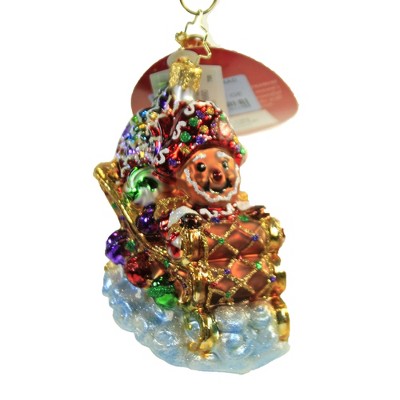 Christopher Radko 3.25" Hold On Tight Gem Ornament Gingerbread Sleigh  -  Tree Ornaments