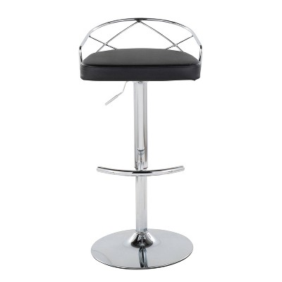 Set of 2 Black Adjustable Swivel Metal Barstools