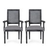 Set of 2 Maria French Country Wood and Cane Upholstered Dining Chairs - Christopher Knight Home - 2 of 4