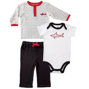 Yoga Sprout Baby Boy Cotton Layette Set, Shark - 1 of 1
