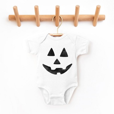 The Juniper Shop Watercolor Jack-O-Lantern Face Baby Bodysuit