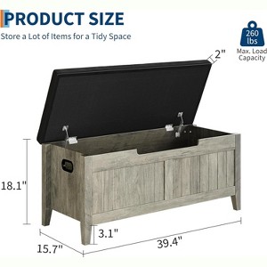 Storage Bench, 39.4” Wooden Chest Storage Box with 2 Safety Hinges, Entryway Benches with Flip-Top, Large Trunk for Living Room, Bedroom - 1 of 4