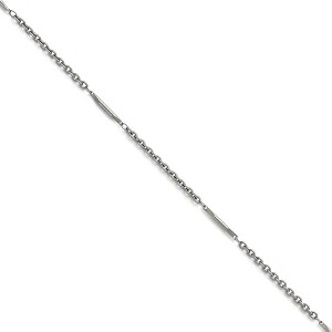 Black Bow Jewelry 2.2mm Stainless Steel Polished Cable and Bar Link Chain Necklace - 1 of 4