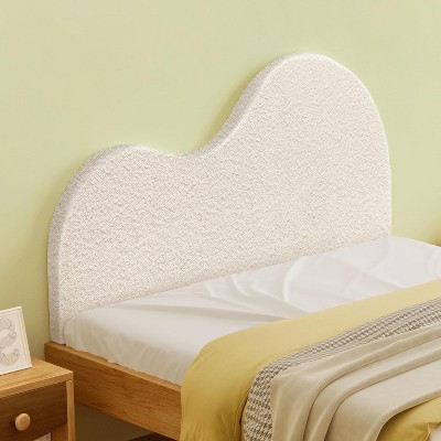 Acoinel Aesthetic Cloud-Shaped Queen Headboard  White Faux Fleece, Foam-Filled Gap Filler, Removable & Washable Cover for Bedroom Decor