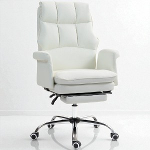 Mshliw PU Leather Executive Office Chair with Footrest, 155° Recline, Adjustable Height, Swivel Wheels & Ergonomic Foam Padding - 1 of 4