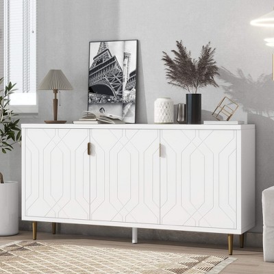 ORRD 70" Modern TV Stand - 3-Door Media Console with Adjustable Shelves for Living Room（White）