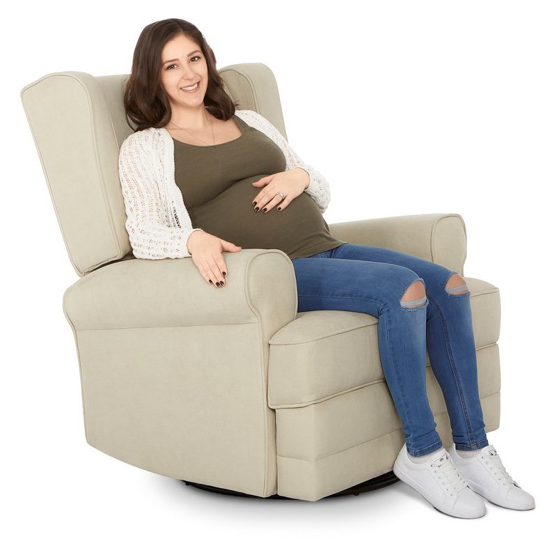 Evolur Melbourne Upholstered Seating Wing Back Glider Swivel Chair, 4 of 6
