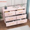 Pink/White/Black Dresser for Bedroom w/ 6 Drawers Wood Chest of Drawers TV Stand Morden Dresser for Closet/ Living Room/ Hallway/ Nursery - 4 of 4