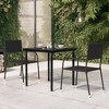vidaXL Garden Dining Table Black Powder-coated steel, glass - 3 of 4