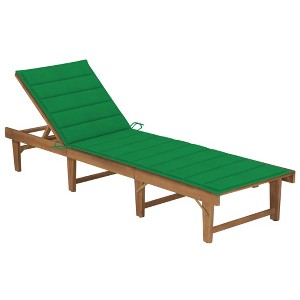 vidaXL Folding Sun Lounger with Cushion Solid Acacia Wood - 1 of 4
