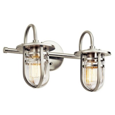 Caparros 17.5 inch 2 Light Vanity Light with Clear Ribbed Glass in Brushed Nickel