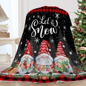 Christmas Blanket, Red Gnomes Christmas Throw Blanket, Xmas Home Decor, Soft Flannel Throw Blankets 50x60 - 1 of 4