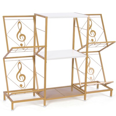 HDZNVF Record Player Stand With Vinyl Record Storage Metal Frame