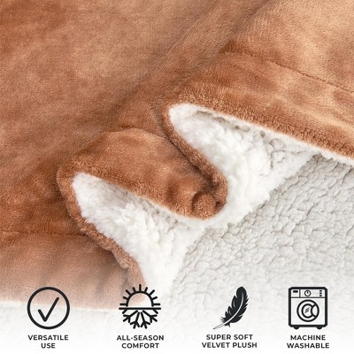Velvet Plush Soft Fleece Reversible Throw, Warm and Comfortable Bed Blanket - Great Bay Home (Full Queen, Terracotta)