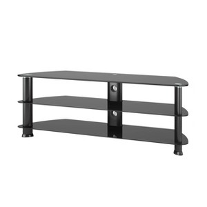 Corner TV Stand for TVs up to 60" CorLiving Black: Modern Satin Finish, Metal Frame, Cable Management - 1 of 4
