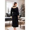 ADR Women's Faux Fur Feather Hooded Robe, Soft Plush Fleece Bathrobe with Hood - 2 of 4