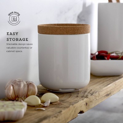 Kamenstein Ceramic and Cork Garlic Keeper White: Kitchen Storage, Ceramic Garlic Holder, 5" Height, Spot Clean — фото 5