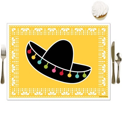 Big Dot of Happiness Let's Fiesta - Party Table Decorations - Mexican Fiesta Placemats - Set of 16