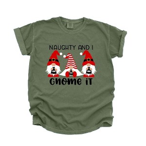 Simply Sage Market Women's Naughty and I Gnome It Short Sleeve Garment Dyed Tee - 1 of 4