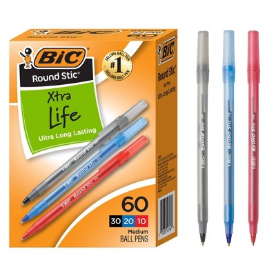 BiC 60ct Round Stic Extra Life Assorted Medium Point