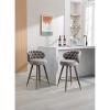 Grungis Velvet Bar Stools with Footrest Set of 2,Counter Stools with Tufted Backrest and Solid Wood Legs,Kitchen Chair for Kitchen Island - 2 of 4