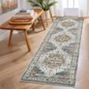 Washable Vintage Rug Non Slip Low Pile Rug Soft Throw Floor Cover Floral Foldable Indoor Carpet for Living Room Bedroom Playroom Nursery - 2 of 4