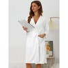 cheibear Women's Mid-Length Two Pockets Soft Spa & Bath Waffle Robes With Belt - 2 of 4