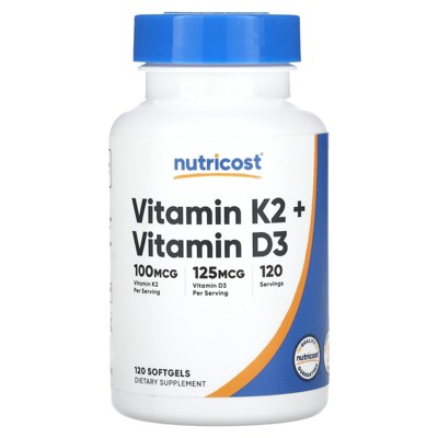 Nutricost Vitamin K2 + Vitamin D3, 120 Softgels