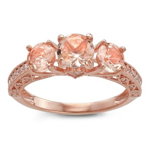 Designs By Gioelli 10K Rose Gold 3-Stone Simulated Morganite Ring - 1 of 3