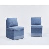Set of 2 Blue Linen Upholstered Armless Dining Chairs with Casters and Hidden Storage,Modern Versatile Seating for Dining Room Office-Coolbibila - 3 of 4