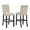 Solid Wood Tufted Barstools, Set of 2 with Padded Seat and Curved High Back for Kitchen, Dining, and Home Bar - 4 of 4