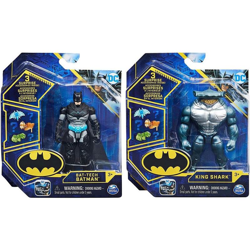 DC Comics Batman 4-inch Bat-Tech Batman and King Shark Action Figures with 6 Mystery Accessories, for Kids Aged 3 and up, 1 of 5